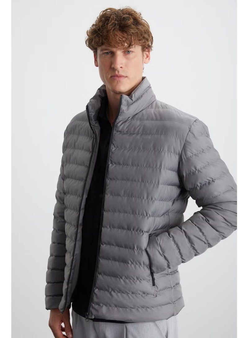 GRIMELANGE Alaska Microfiber Men's Grey Coat - Image 1